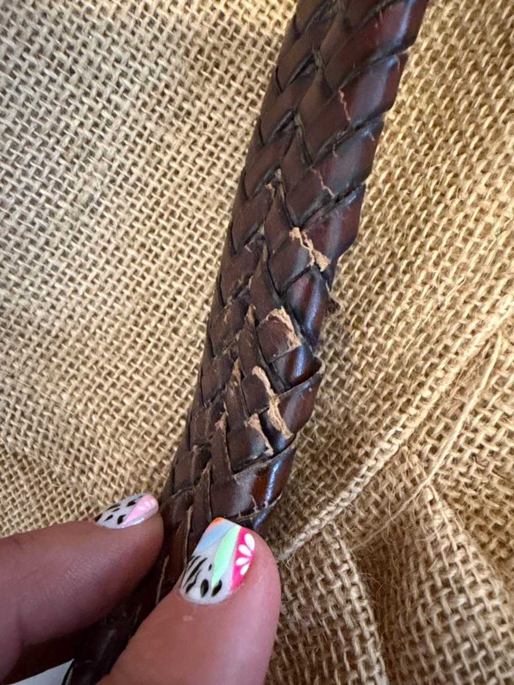 Fossil Leather Belt Braided Brass Buckle Distressed 112472 Brown Sz 90/36 - Picture 9 of 11